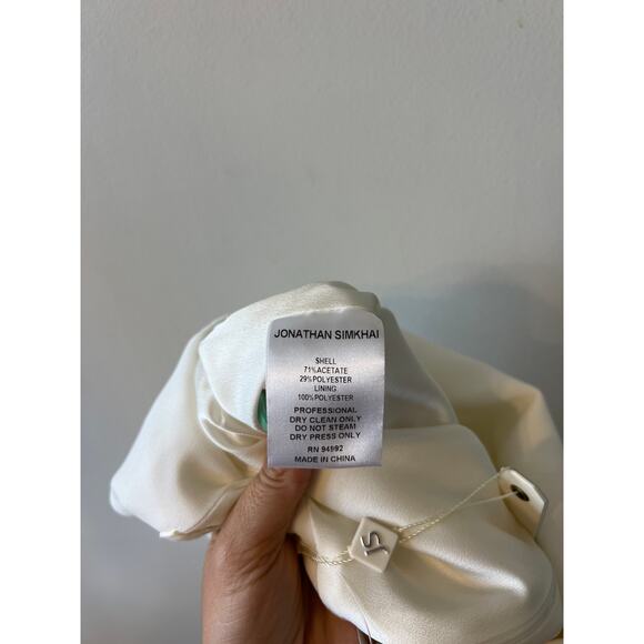 NWT Jonathan Simkhai Belted Crepe Wide Leg Jumpsuit Women's White Size: 0 - Picture 10 of 12